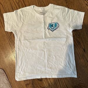 White Kids Short Sleeve Tee with Blue Graphic